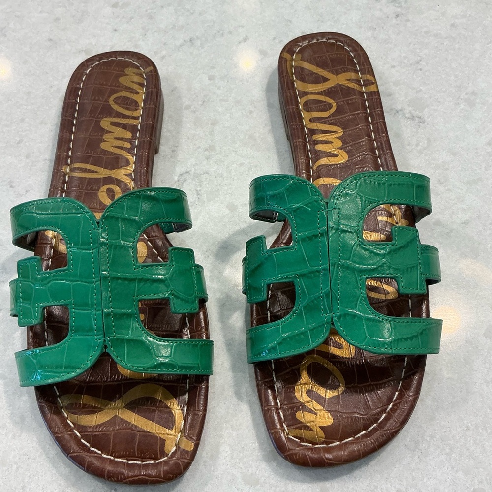Sam Edelman Green Cutout Slide Sandals NO OFFER